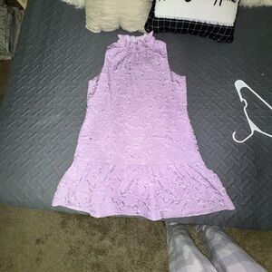 Lavender Sleeveless Lace Dress
